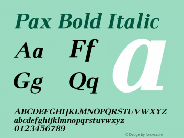 Pax Bold Italic Version 1.00图片样张
