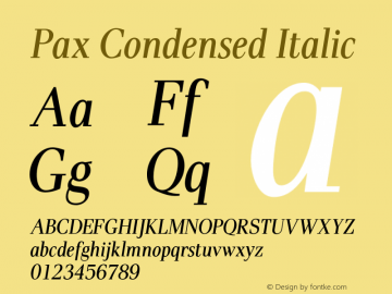 Pax Condensed Italic Version 1.00图片样张