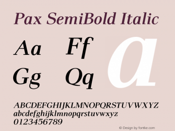 Pax SemiBold Italic Version 1.00图片样张