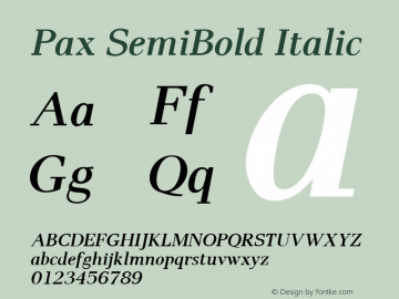 Pax SemiBold Italic Version 1.00图片样张