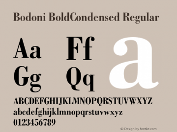 Bodoni BoldCondensed Regular OTF 1.0;PS 001.002;Core 1.0.22图片样张