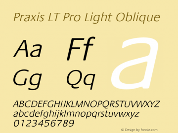PraxisLTPro-LightOblique Version 1.000;PS 001.000;hotconv 1.0.38图片样张