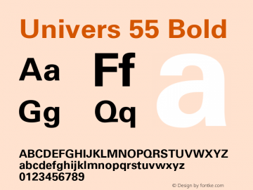 Univers 55 Bold 19: 14023: 1999 Font Sample