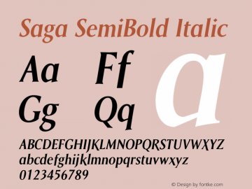 Saga SemiBold Italic Version 1.00图片样张