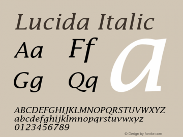 Lucida Italic 001.001 Font Sample