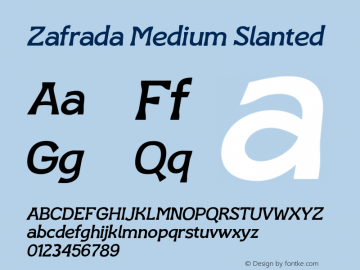 Zafrada Medium Slanted Version 1.000;FEAKit 1.0图片样张