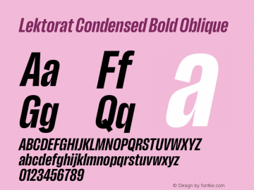 Lektorat Condensed Bold Oblique Version 1.002图片样张