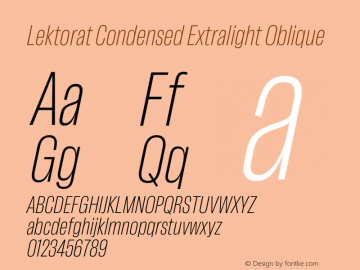 Lektorat Condensed Extralight Oblique Version 1.002图片样张