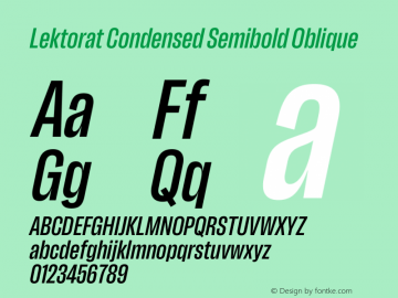 Lektorat Condensed Semibold Oblique Version 1.002图片样张