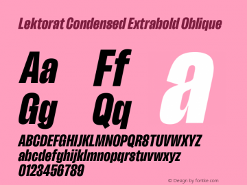 Lektorat Condensed Extrabold Oblique Version 1.002图片样张