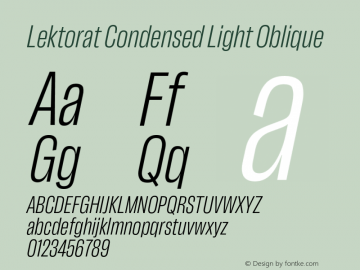 Lektorat Condensed Light Oblique Version 1.002图片样张