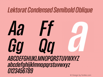 Lektorat Condensed Semibold Oblique Version 1.002图片样张