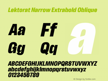 Lektorat Narrow Extrabold Oblique Version 1.002图片样张