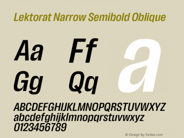 Lektorat Narrow Semibold Oblique Version 1.002图片样张