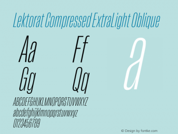 Lektorat Compressed ExtraLight Oblique Version 1.002图片样张