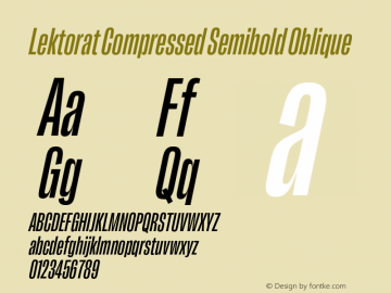 Lektorat Compressed Semibold Oblique Version 1.002图片样张