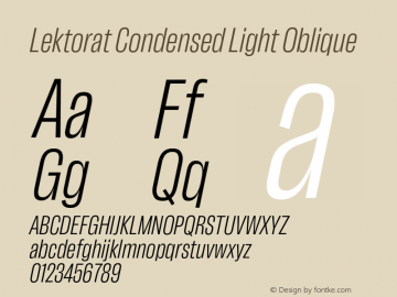 Lektorat Condensed Light Oblique Version 1.002图片样张