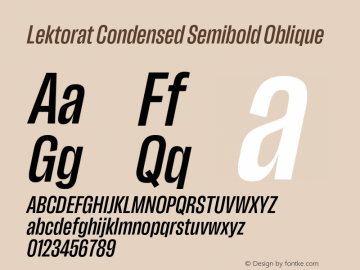 Lektorat Condensed Semibold Oblique Version 1.002图片样张