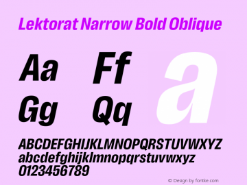 Lektorat Narrow Bold Oblique Version 1.002图片样张