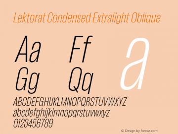 Lektorat Condensed Extralight Oblique Version 1.002图片样张