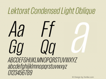 Lektorat Condensed Light Oblique Version 1.002图片样张