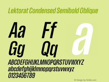 Lektorat Condensed Semibold Oblique Version 1.002图片样张