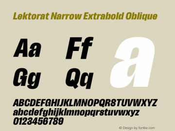 Lektorat Narrow Extrabold Oblique Version 1.002图片样张