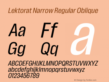 Lektorat Narrow Regular Oblique Version 1.002图片样张