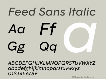 Feed Sans Italic Version 2.002;hotconv 1.0.109;makeotfexe 2.5.65596图片样张
