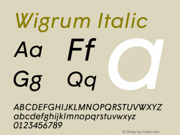 Wigrum Italic Version 2.001;PS 2.1;hotconv 1.0.88;makeotf.lib2.5.647800图片样张
