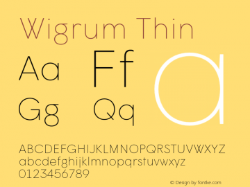 Wigrum Thin Version 2.001;PS 2.1;hotconv 1.0.88;makeotf.lib2.5.647800图片样张