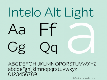 Intelo Alt Light Version 1.000;PS 001.000;hotconv 1.0.88;makeotf.lib2.5.64775图片样张