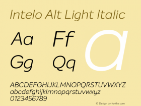 Intelo Alt Light Italic Version 1.000;PS 001.000;hotconv 1.0.88;makeotf.lib2.5.64775图片样张