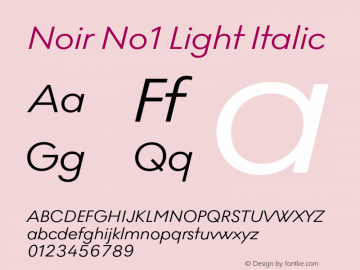 Noir No1 Light Italic Version 0.009;PS 000.009;hotconv 1.0.88;makeotf.lib2.5.64775图片样张