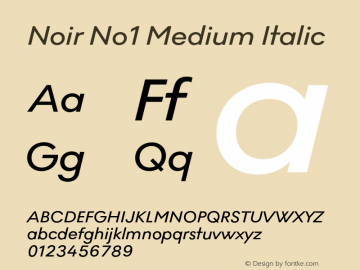 Noir No1 Medium Italic Version 0.009;PS 000.009;hotconv 1.0.88;makeotf.lib2.5.64775图片样张