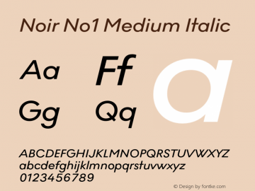 Noir No1 Medium Italic Version 1.001;PS 001.001;hotconv 1.0.88;makeotf.lib2.5.64775图片样张