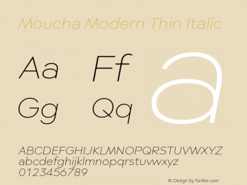 Moucha Modern Thin Italic Version 1.000图片样张