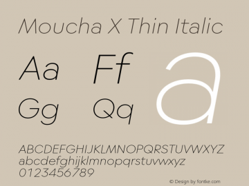 Moucha X Thin Italic Version 1.000图片样张