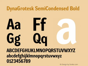 DynaGrotesk SemiCondensed Bold Version 001.001图片样张