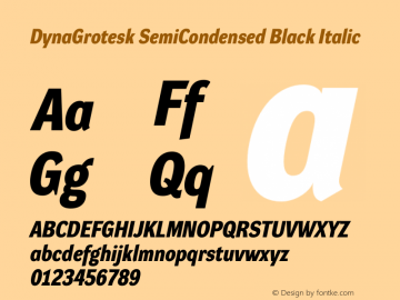 DynaGrotesk SemiCondensed Black Italic Version 001.001图片样张