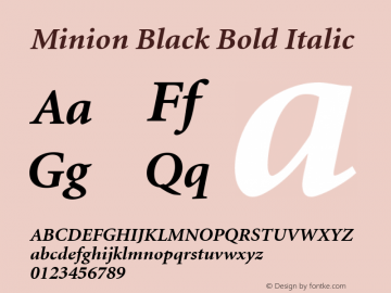 Minion Black Bold Italic 001.000 Font Sample