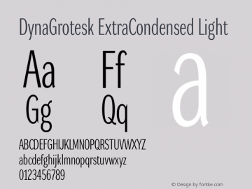 DynaGrotesk ExtraCondensed Light Version 001.001图片样张