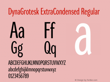 DynaGrotesk ExtraCondensed Regular Version 001.001图片样张