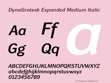 DynaGrotesk Expanded Medium Italic Version 001.001图片样张