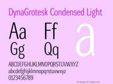 DynaGrotesk Condensed Light Version 001.001图片样张