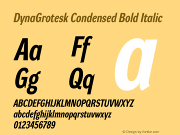 DynaGrotesk Condensed Bold Italic Version 001.001图片样张