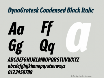 DynaGrotesk Condensed Black Italic Version 001.001图片样张