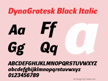 DynaGrotesk Black Italic Version 001.001图片样张