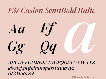 F37 Caslon SemiBold Italic Version 2.000;FEAKit 1.0图片样张