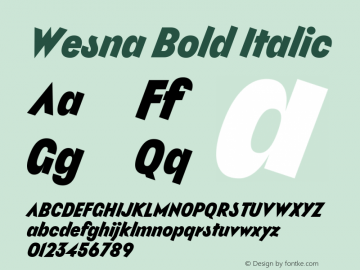 Wesna Bold Italic Version 1.000图片样张
